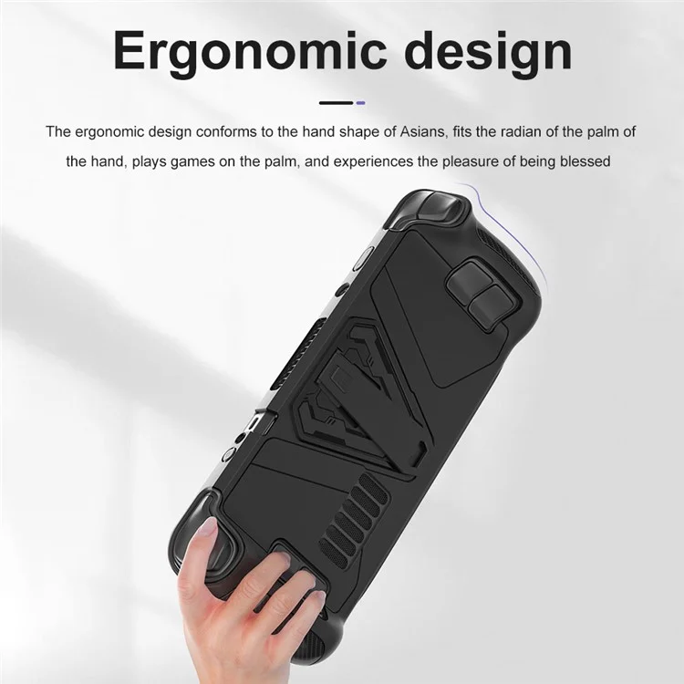 AOLION AL-ST1005 Funda de protección para Steam Deck, carcasa de consola de juegos de PC+TPU resistente a los golpes con soporte de aleación