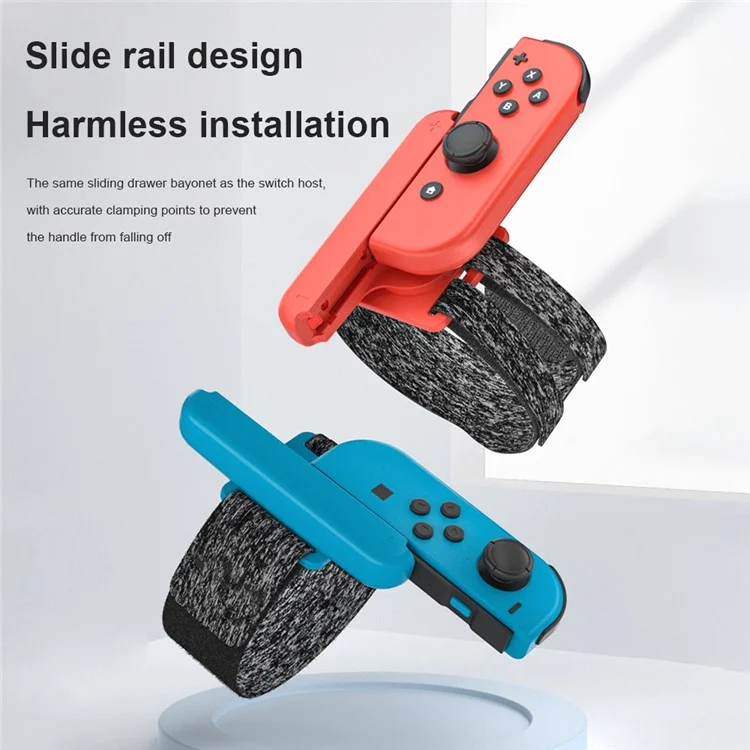 AOLION AL-NS2215 2Pcs for Nintendo Switch Joy-Con Controller Wrist Band Holder 360-degree Rotation Hand Strap - Red / Blue