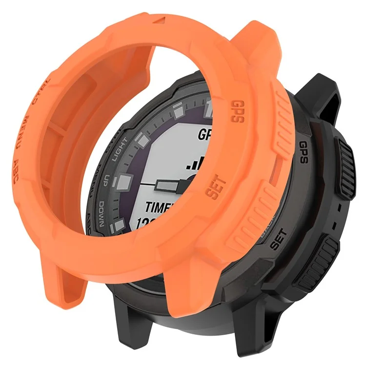 Pour Garmin Instinct Crossover Soft TPU Watch Case Hollow Shockproof Bumper Frame Cover - Orange