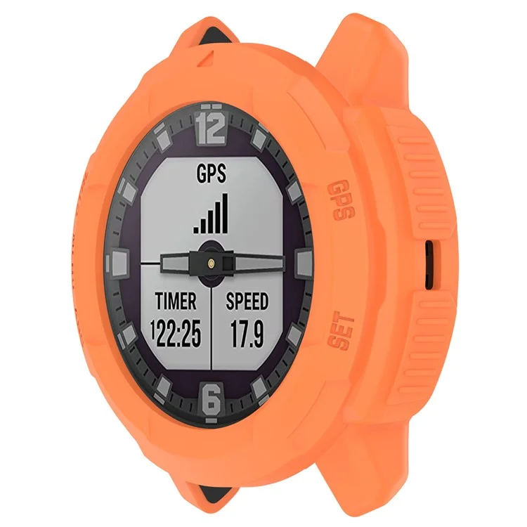 Pour Garmin Instinct Crossover Soft TPU Watch Case Hollow Shockproof Bumper Frame Cover - Orange