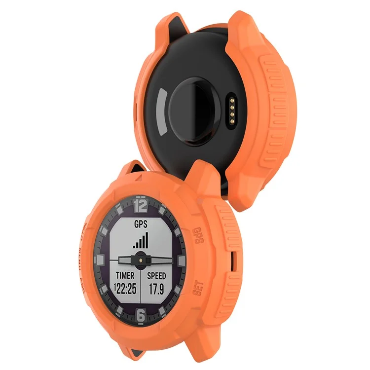 Pour Garmin Instinct Crossover Soft TPU Watch Case Hollow Shockproof Bumper Frame Cover - Orange