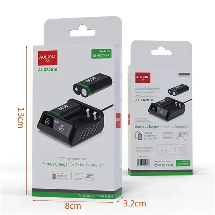 AOLION AL-XB2010 Cargador de batería de repuesto de 2650 mAh dual y estación de carga para mando de Xbox Series X
