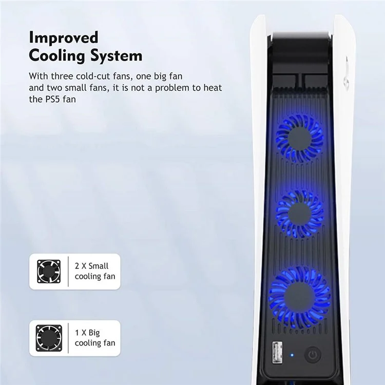 AOLION ALP5035001 For PS5 Game Console ABS Cooling Fan Mute USB Fan Cooler