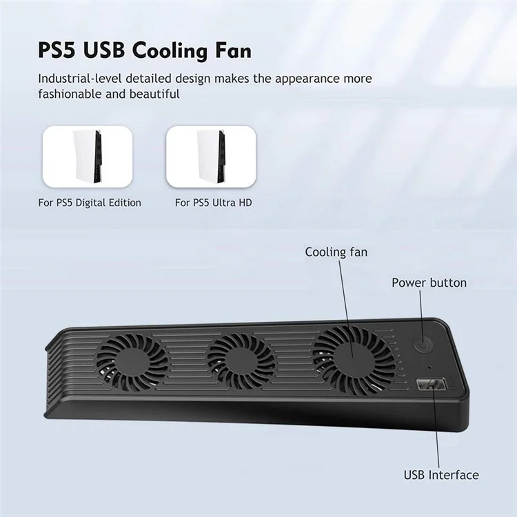AOLION ALP5035001 For PS5 Game Console ABS Cooling Fan Mute USB Fan Cooler