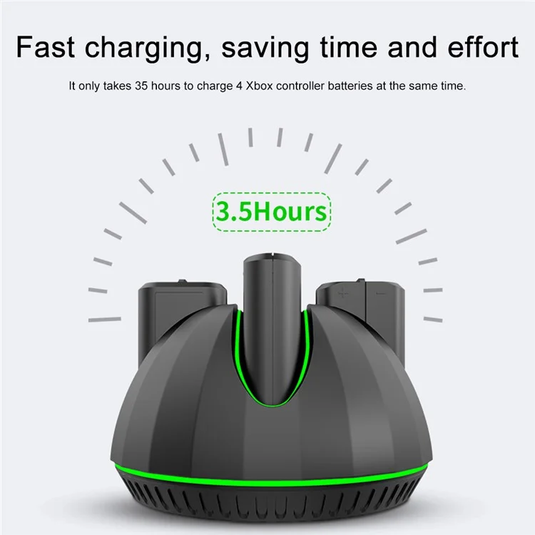 AOLION ALXB205201 For Xbox Game Controller Battery Charging Base with 4 1100mAh Batteries - Black