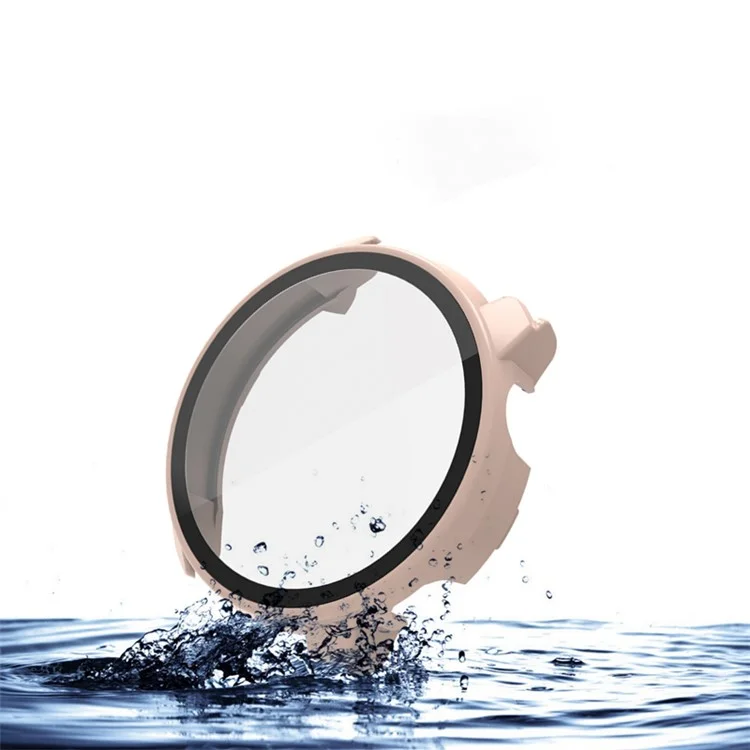 Para Coros Pace 2 All Around Hard PC Watch Case com Protetor de Tela de Vidro Temperado Integrado - Cherry Pink
