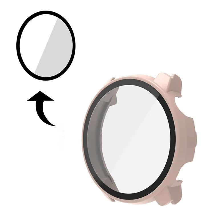 Para Coros Pace 2 All Around Hard PC Watch Case com Protetor de Tela de Vidro Temperado Integrado - Cherry Pink