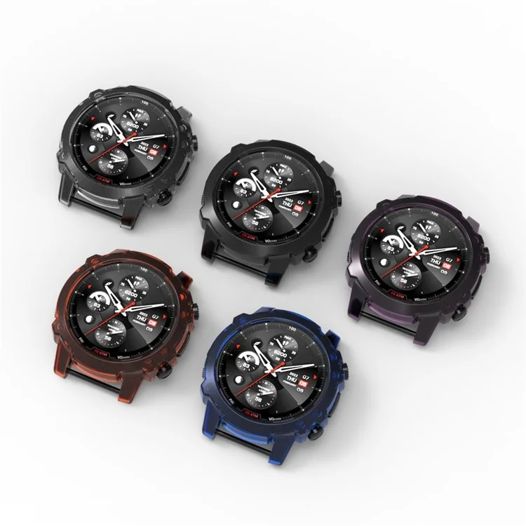 Pour Huami Amazfit Falcon Smart Watch Protective Case Anti-drop TPU Watch Frame Cover - Bleu Transparent