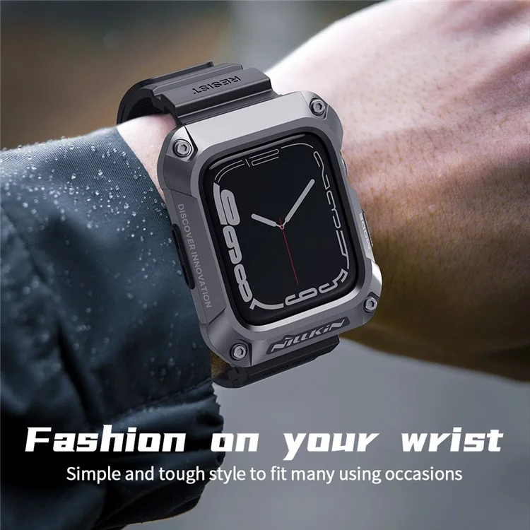NILLKIN для Apple Watch SE / SE (2022) / Серия 4 / 5 / 6 44мм Alloy Rugged Protector Cover with TPU Watch Band - Черный
