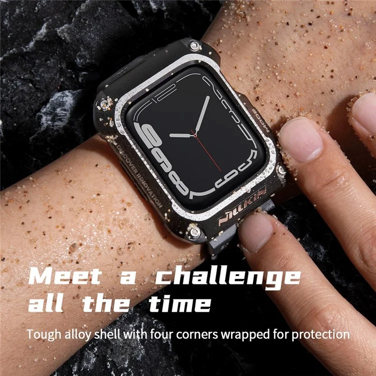 NILLKIN для Apple Watch SE / SE (2022) / Серия 4 / 5 / 6 44мм Alloy Rugged Protector Cover with TPU Watch Band - Черный