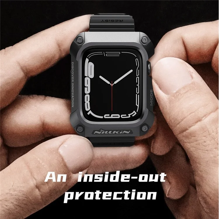 NILLKIN для Apple Watch SE / SE (2022) / Серия 4 / 5 / 6 44мм Alloy Rugged Protector Cover with TPU Watch Band - Черный