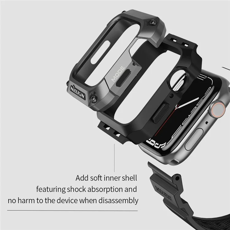 NILLKIN для Apple Watch SE / SE (2022) / Серия 4 / 5 / 6 44мм Alloy Rugged Protector Cover with TPU Watch Band - Черный