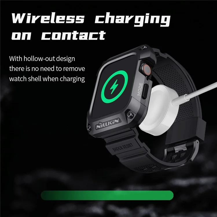 NILLKIN для Apple Watch SE / SE (2022) / Серия 4 / 5 / 6 44мм Alloy Rugged Protector Cover with TPU Watch Band - Черный