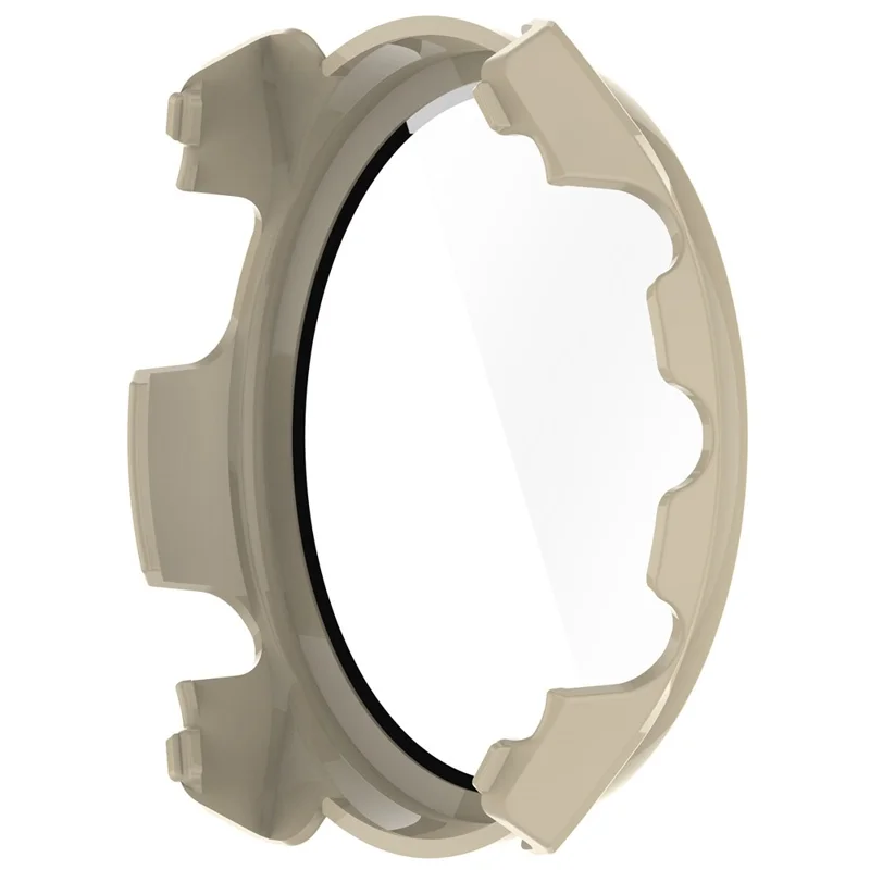 For Garmin Forerunner 965 Hard PC Watch Case Protective Frame with HD Tempered Glass Film - Ivory White