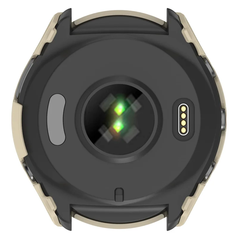 For Garmin Forerunner 965 Hard PC Watch Case Protective Frame with HD Tempered Glass Film - Ivory White