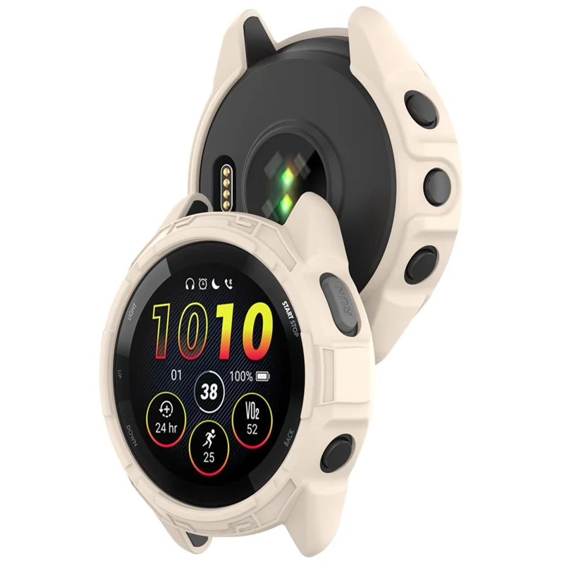 For Garmin Forerunner 265 Soft TPU Watch Case Shockproof Bumper Frame Cover - Starlight Color