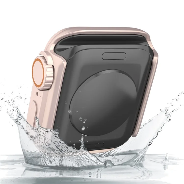 For Apple Watch Series 6  /  5  /  4  /  SE  /  SE (2022) 40mm Waterproof Drop-proof PC Watch Case with Tempered Glass Screen Protector - Rose Gold