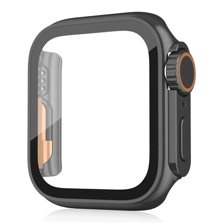 Watch Cover for Apple Watch Series 6  /  5  /  4  /  SE  /  SE (2022) 44mm Waterproof PC Watch Case with Tempered Glass Screen Protector - Black