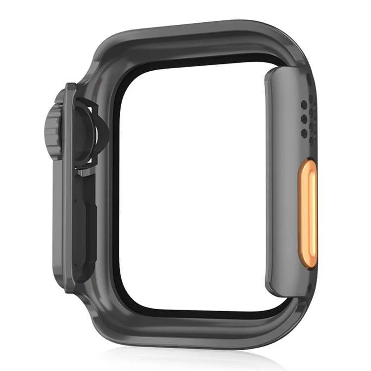 Watch Cover for Apple Watch Series 6  /  5  /  4  /  SE  /  SE (2022) 44mm Waterproof PC Watch Case with Tempered Glass Screen Protector - Black