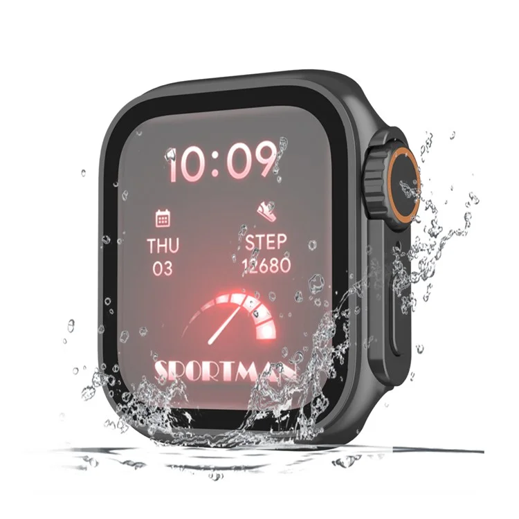 Watch Cover for Apple Watch Series 6  /  5  /  4  /  SE  /  SE (2022) 44mm Waterproof PC Watch Case with Tempered Glass Screen Protector - Black
