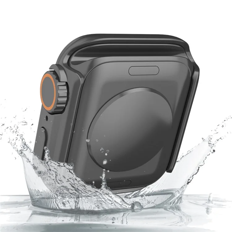 Watch Cover for Apple Watch Series 6  /  5  /  4  /  SE  /  SE (2022) 44mm Waterproof PC Watch Case with Tempered Glass Screen Protector - Black