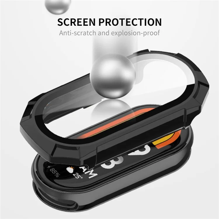 ENKAY Hat Prince Para Xiaomi Smart Band 8 Capa Rígida de PC com Cobertura Total e Película de Vidro Temperado HD - Rosa