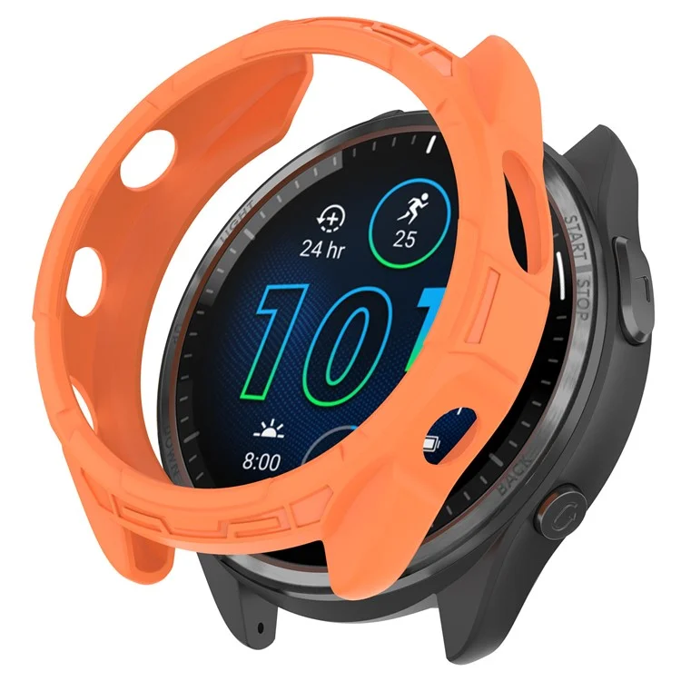For Garmin Forerunner 965 TPU Watch Case Hollow-out Rugged Bumper Cover - Orange