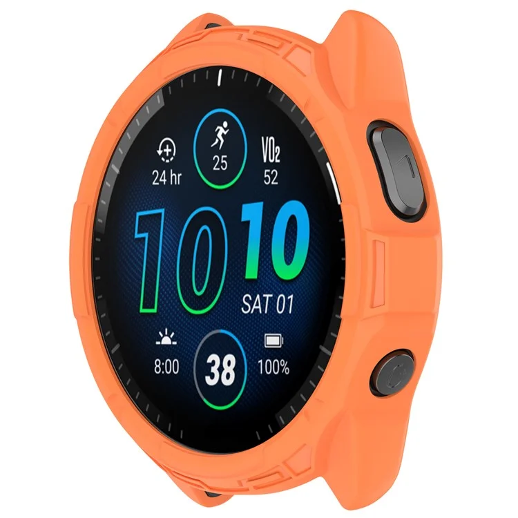 For Garmin Forerunner 965 TPU Watch Case Hollow-out Rugged Bumper Cover - Orange