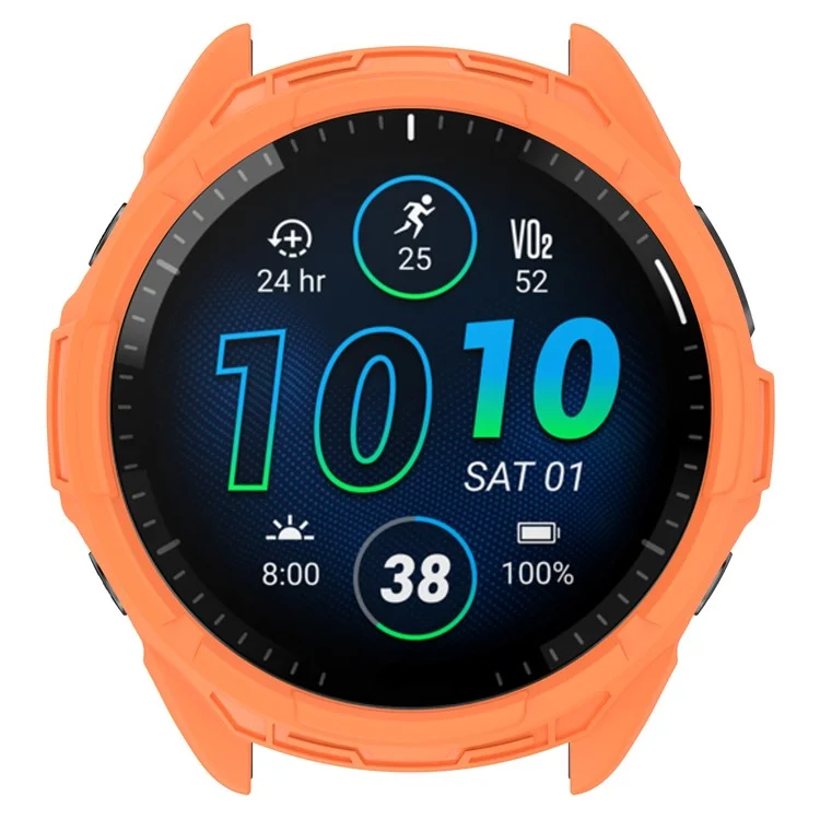 For Garmin Forerunner 965 TPU Watch Case Hollow-out Rugged Bumper Cover - Orange