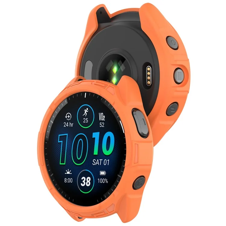 For Garmin Forerunner 965 TPU Watch Case Hollow-out Rugged Bumper Cover - Orange