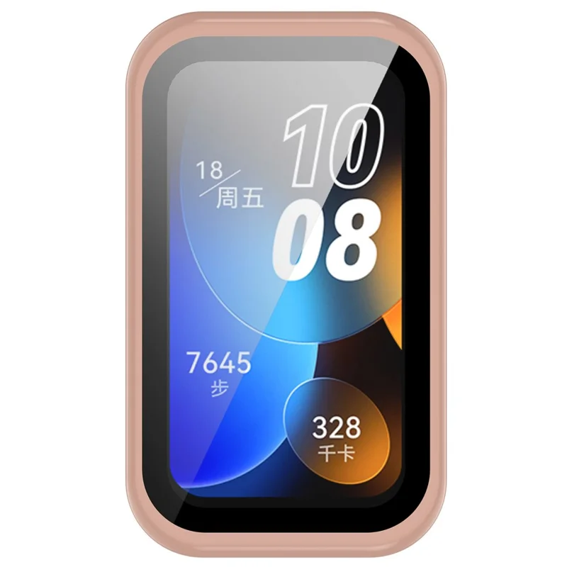 For Huawei Band 8 / Band 8 NFC / Band 9 / Band 9 NFC All Around Hard PC Watch Case Cover with HD Tempered Glass Film - Pink