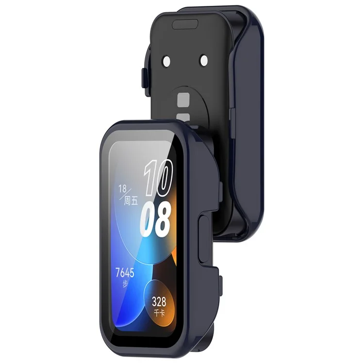 For Huawei Band 8 / Band 8 NFC / Band 9 / Band 9 NFC All Around Hard PC Watch Case Cover with HD Tempered Glass Film - Ink Blue