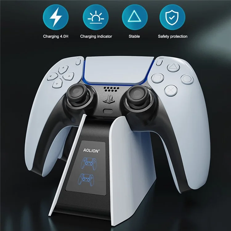 AOLION ALP500701 Dual Slot Fast Charging Dock for Sony PS5 DualSense Edge Controller Charger with LED Indicator