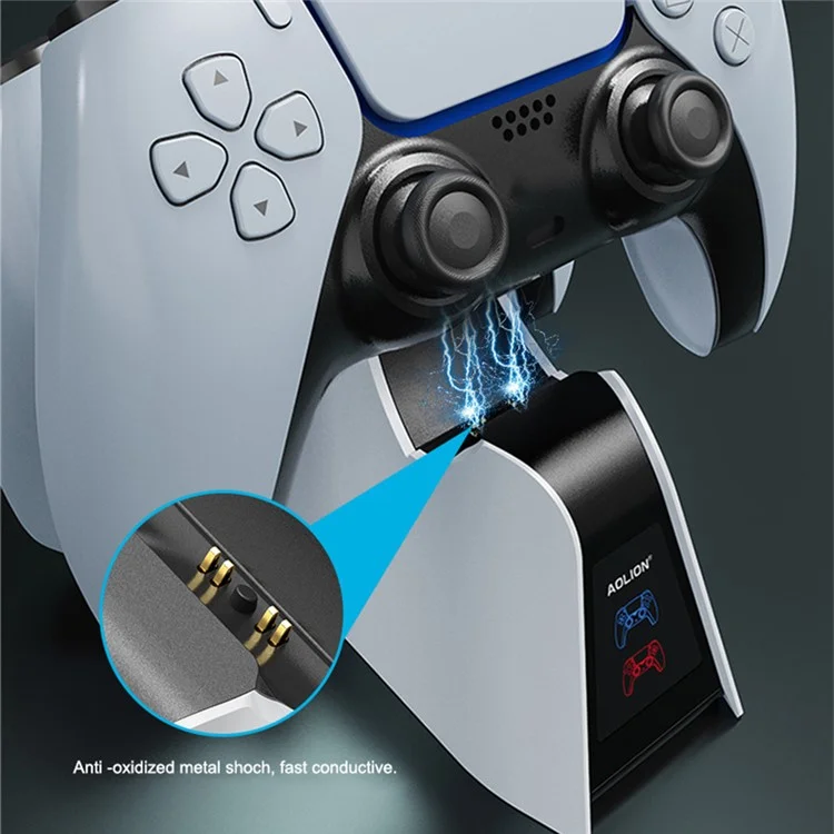 AOLION ALP500701 Dual Slot Fast Charging Dock for Sony PS5 DualSense Edge Controller Charger with LED Indicator
