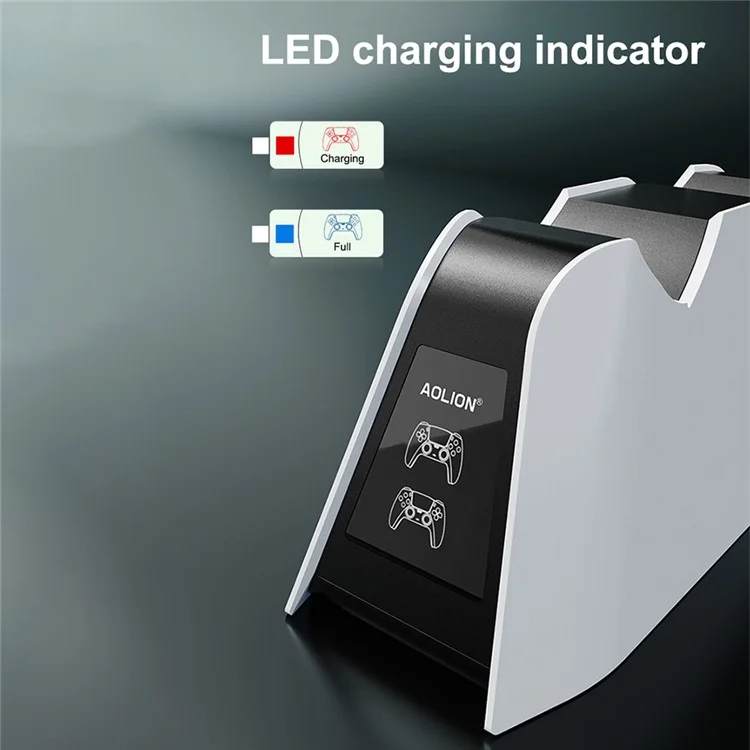 AOLION ALP500701 Dual Slot Fast Charging Dock for Sony PS5 DualSense Edge Controller Charger with LED Indicator
