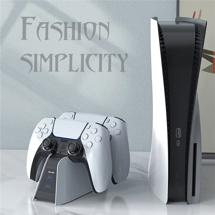 AOLION ALP500701 Dual Slot Fast Charging Dock for Sony PS5 DualSense Edge Controller Charger with LED Indicator