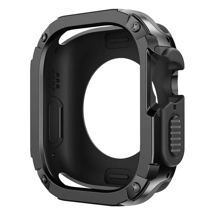 For Apple Watch Ultra 2 49mm / Ultra 49mm TPU+PC Watch Case Shockproof Protective Watch Frame Cover - Black