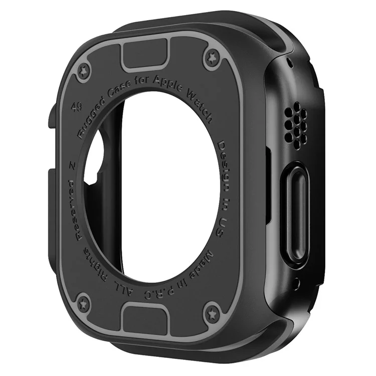 For Apple Watch Ultra 2 49mm / Ultra 49mm TPU+PC Watch Case Shockproof Protective Watch Frame Cover - Black