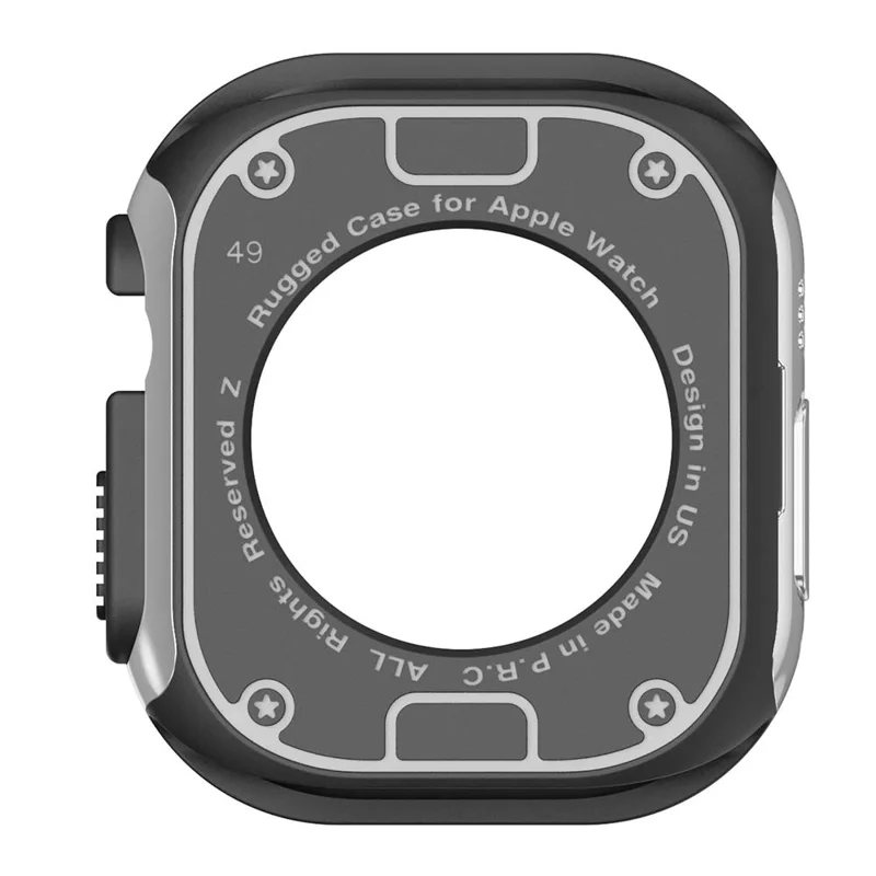 For Apple Watch Ultra 3 / Ultra 2 / Ultra 49mm TPU+PC Watch Case Shockproof Protective Watch Frame Cover - Silver