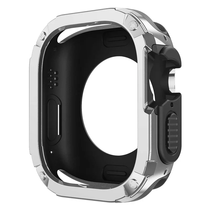 For Apple Watch Ultra 3 / Ultra 2 / Ultra 49mm TPU+PC Watch Case Shockproof Protective Watch Frame Cover - Silver