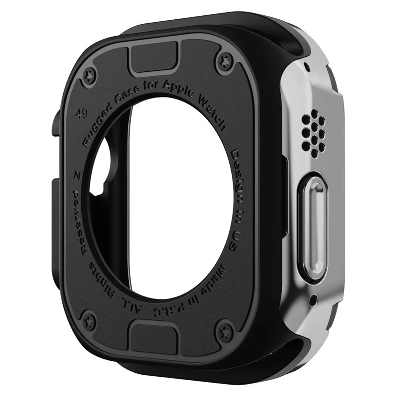For Apple Watch Ultra 3 / Ultra 2 / Ultra 49mm TPU+PC Watch Case Shockproof Protective Watch Frame Cover - Silver