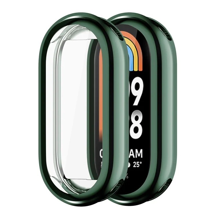 ENKAY HAT PRINCE Watch Case for Xiaomi Smart Band 8 Electroplating Watch Cover with Screen Protector - Blackish Green