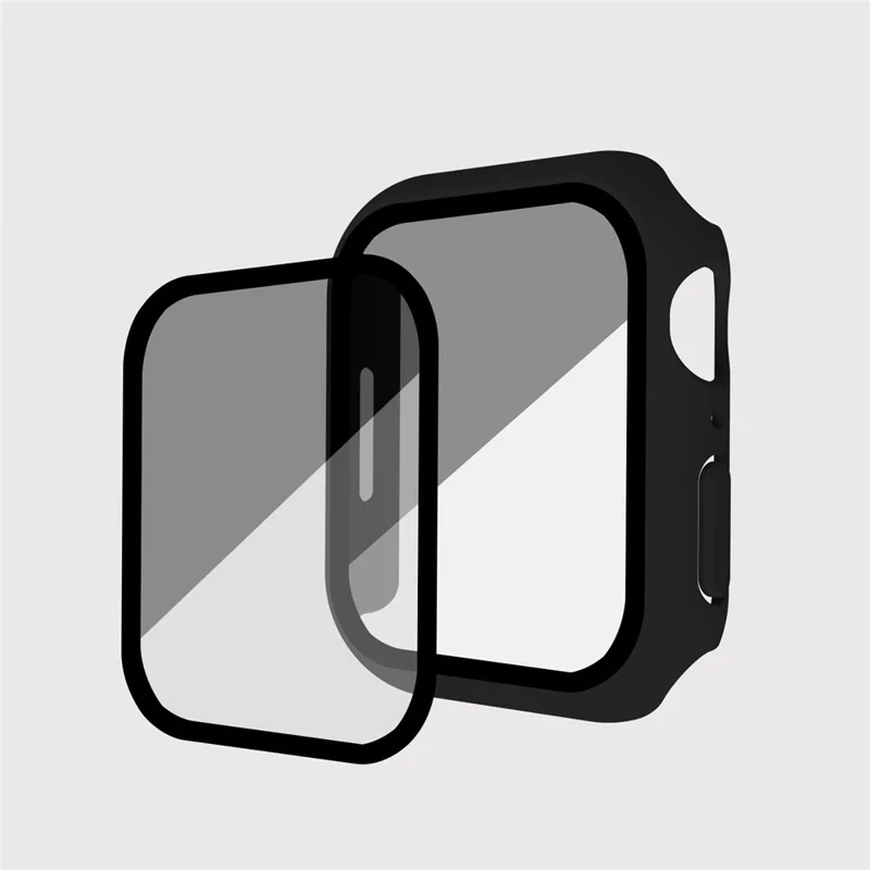 Pour Apple Watch Series 6 / 5 / 4 / SE / SE (2022) 40mm Coque de montre en PC mate avec film de verre trempé anti-espion - Noir