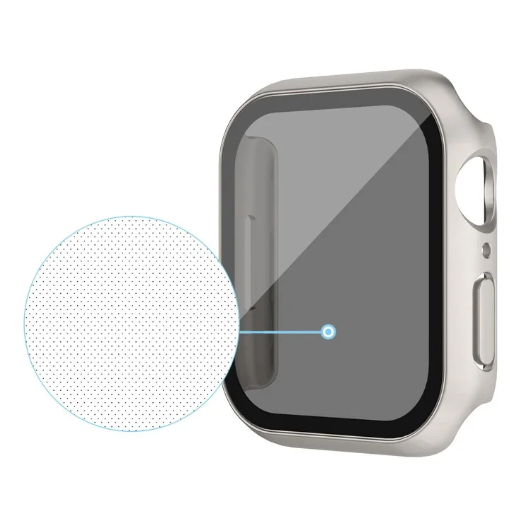 For Apple Watch Series 9 / 8 / 7 41mm Watch Case Hard PC Matte Cover with Anti-spy Tempered Glass Film - Silver