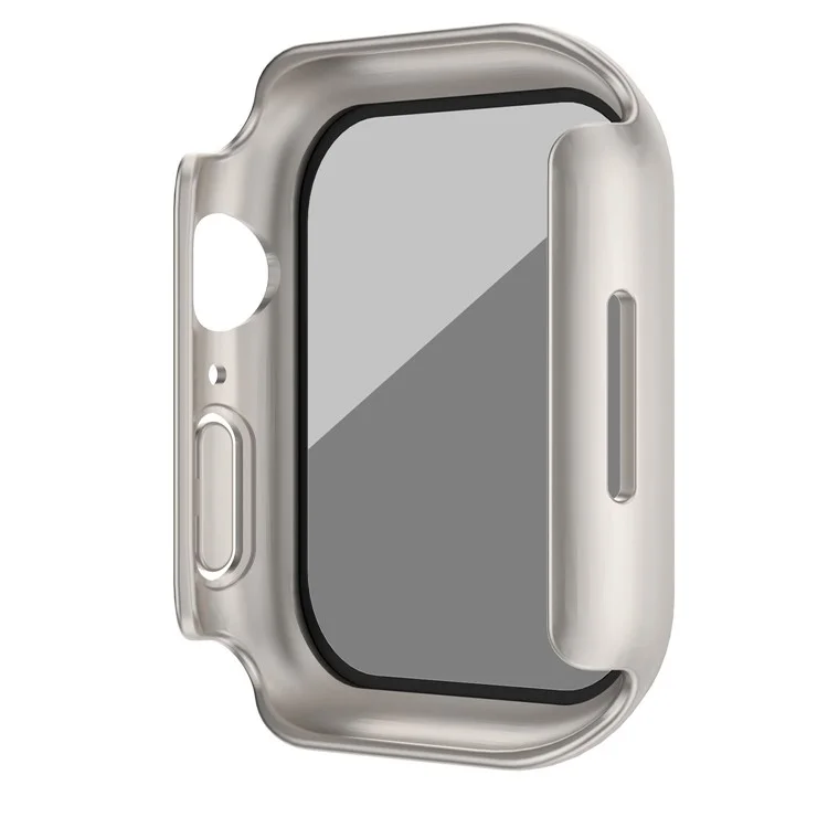 For Apple Watch Series 9 / 8 / 7 41mm Watch Case Hard PC Matte Cover with Anti-spy Tempered Glass Film - Silver