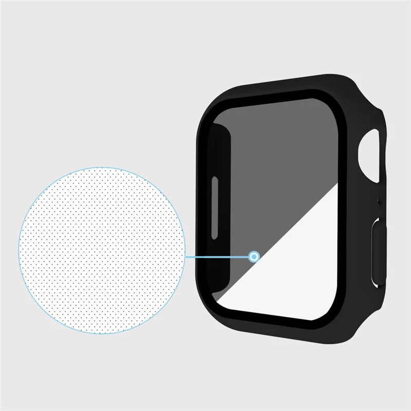 For Apple Watch Series 9 / 8 / 7 45mm Matte Watch Case Anti-spy Tempered Glass Film Hard PC Watch Cover - Black