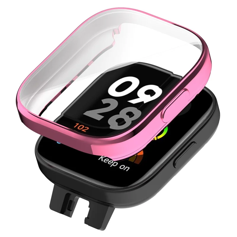 For Xiaomi Redmi Watch 3 Active / Watch 3 Lite Electroplating TPU Anti-drop Cover Full Coverage Watch Case - Pink