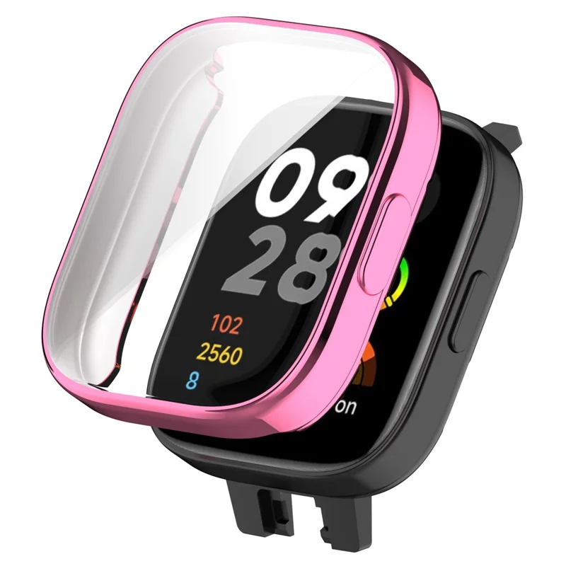 For Xiaomi Redmi Watch 3 Active / Watch 3 Lite Electroplating TPU Anti-drop Cover Full Coverage Watch Case - Pink