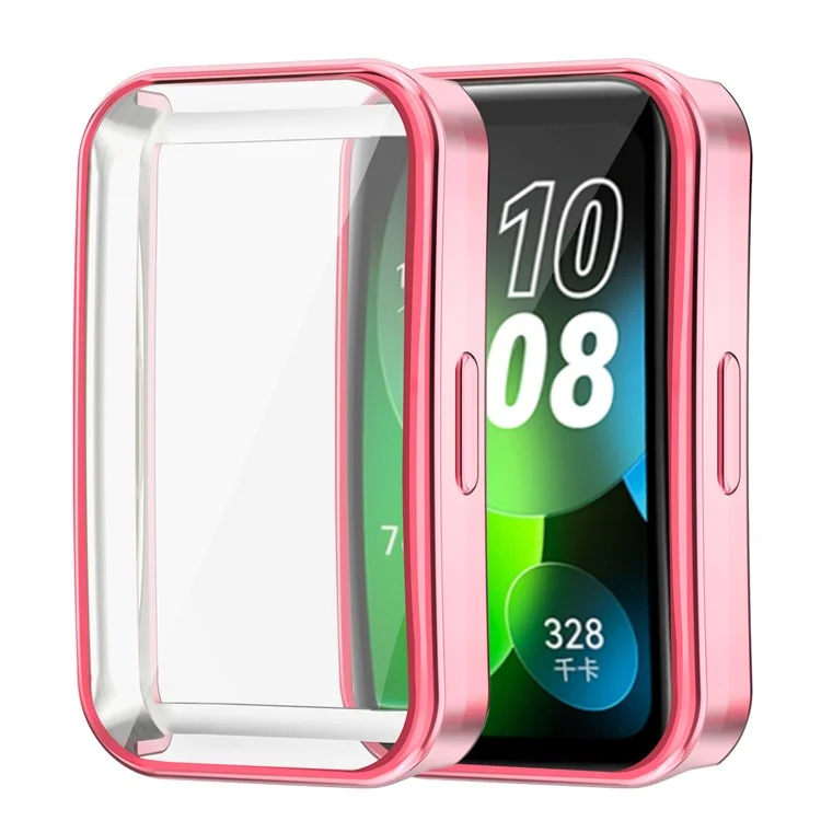 Для Huawei Band 8 / Band 8 NFC / Band 9 / Band 9 NFC Electroplated TPU Watch Case Full Coverage Anti-Drop Cover - Pink