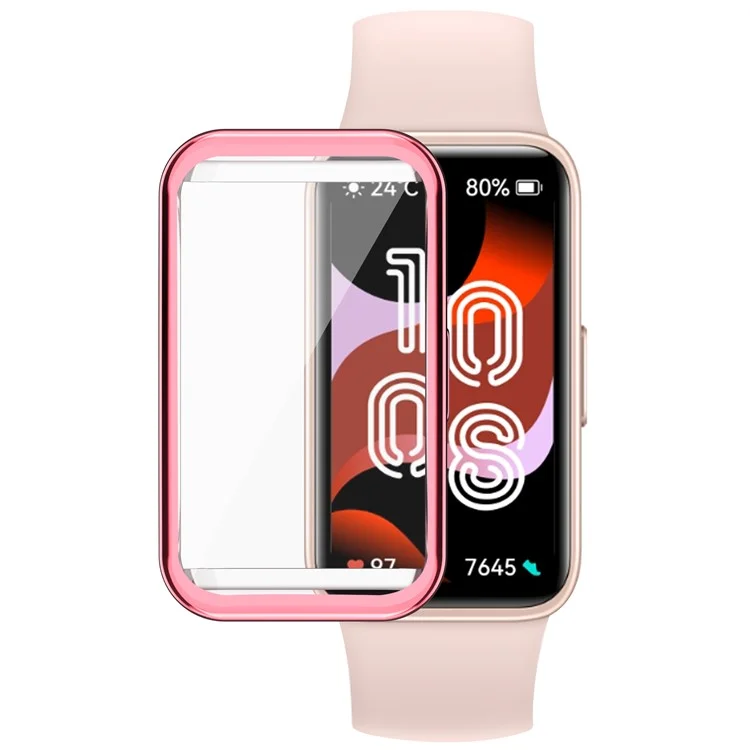 Для Huawei Band 8 / Band 8 NFC / Band 9 / Band 9 NFC Electroplated TPU Watch Case Full Coverage Anti-Drop Cover - Pink